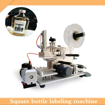 Электрическая машина для наклеивания этикеток на квадратные плоские бутылки Принтер даты с рисунком пластиковой бутылки