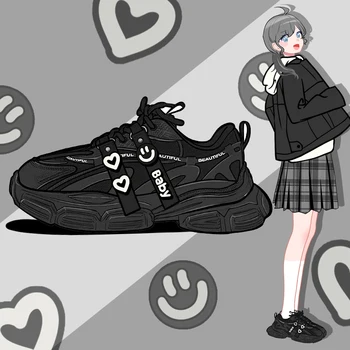 Эми и Майкл 2023, Весенние новые модные женские кроссовки, милые студенческие кроссовки Gilrs, дышащие черные кроссовки