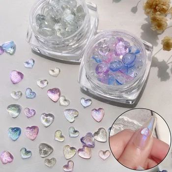 1 Коробка 3D Crystal Heart Nail Rhinestone Crystal Nail Jewelry Love Nail Art Блестящее Прозрачное украшение своими руками для маникюра