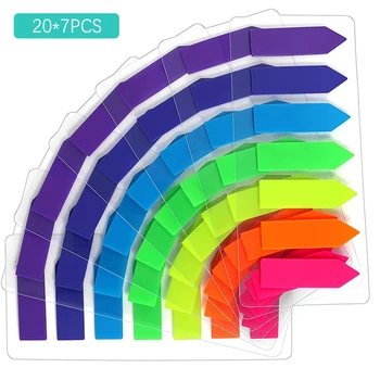 20 ШТ 7 цветов флуоресцентных прозрачных стикеров Блокнот для заметок Закладки Баннеры Стикеры Маркер для указателей Канцелярские принадлежности