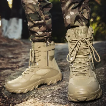 2023 Военные ботинки большого размера с высокой посадкой, мужская уличная альпинистская обувь, тактические боевые ботинки, рабочие ботинки для пустыни
