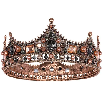 3X Королевские короны для мужчин - Винтажная корона из страз в стиле барокко, мужская корона Full Kings для театральной вечеринки на выпускной вечер