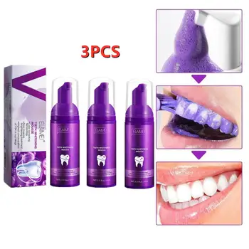 3ШТ Фиолетовая зубная паста для отбеливания зубов V34 Цветокорректор Зубная паста для удаления пятен на зубах Отбеливающая зубная паста для взрослых