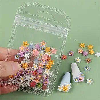 40 шт./упак. Нежные Маленькие цветы для украшения ногтей Жемчужный орнамент для ногтей Роскошный 3D эффект