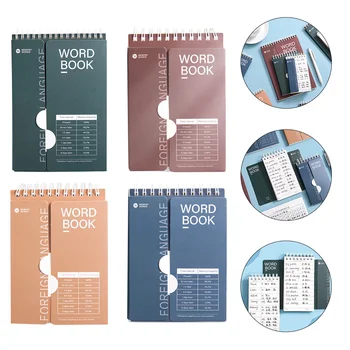 4шт стильных блокнотов со словами, карточек для заметок, портативных ежедневников (разные цвета)