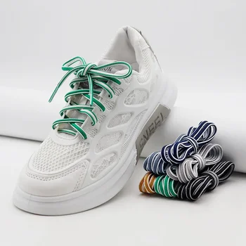 6 цветов, Полукруглые двухцветные шнурки из полиэстера шириной 0,6 см, Высококачественные повседневные кроссовки, Женские шармы, Оптовая продажа
