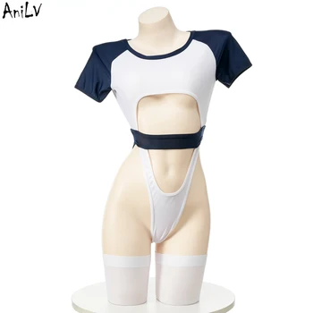 AniLV Аниме Студенческая гимнастическая форма, полый боди-костюм, женский школьный купальник, костюмы для косплея