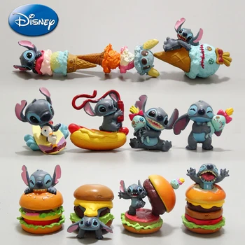 Disney Mini Stitch Food Модель Фигурка Каваи Аниме Фигурки Забавная Фигурка Украшение домашней комнаты Детские игрушки Подарок на День рождения