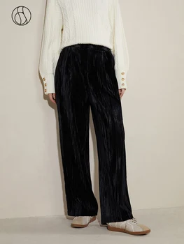 DUSHU Повседневный дизайн с эластичной резинкой на талии, женские зимние утепленные Длинные брюки, свободные бархатные женские брюки для пригородных поездок во всю длину