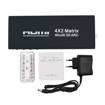 HDMI-совместимый Разветвитель Extender Hub Box 4X2 Матричный Переключатель Поддерживает Коаксиальный Аудиовыход ARC 4Kx2K SPDIF Для PS3 Xbox 360