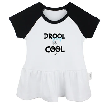 iDzn/ Новые детские платья с принтом Drool is Cool, милые плиссированные платья с короткими рукавами для девочек, летняя одежда для детей от 0 до 24 м