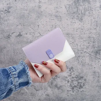 ins новая корейская версия маленькой сумочки женская короткая складная простая модная женская сумка для карт мини-кошелек в три сложения