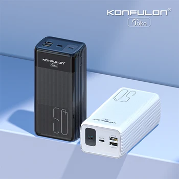 KONFULON Power Bank на 50000mAh, мощное портативное вспомогательное зарядное устройство, Powerbank большой емкости для Xiaomi 13 iPhone 14