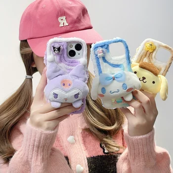Sanrio Kuromi Cinnamoroll My Melody Pom Pom Purin 3D Кукла Чехол Для Телефона Iphone 11 12 13 14 15 Pro Max Plus Противоударный Чехол