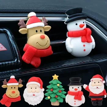 Автомобильные воздуховыпускные ароматические зажимы 3D Рождественский колокольчик Санта Клауса Лося, клипса для ароматерапии из смолы, аксессуары для украшения интерьера автомобиля