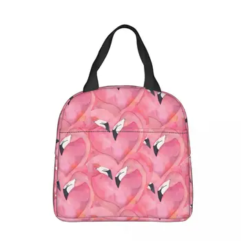 Акварельно-розовый фламинго Ланч-бокс для детей Алюминиевая сумка из фольги Портативный ланч-бокс