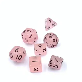 Акриловые Наборы Кубиков, Новая Многогранная Бело-Розовая Многогранная игра в кости, Игра в кости