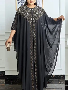 Африканское Дубайское Мусульманское Платье Женщины Абая Бриллиантовый Кафтан Вечерние Платья Шифон Марокко Кафтан Абаи Ислам Халат Мусульманин Vestido