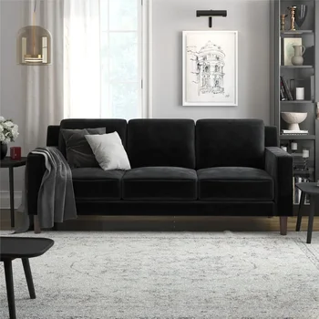 Бархатный диван, 3 места, Мебель для гостиной, Диван для гостиной, черный