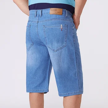Большие размеры 44 46 48 50 52 Мужские светло-голубые джинсовые шорты Модные Деловые повседневные Свободные Прямые эластичные короткие джинсы Мужской бренд