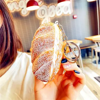 Брелок с имитацией хлеба Kawaii Креативный Масляный Хлеб Игрушки-Непоседы Брелок с измельченным Кокосовым Хлебом в Корейском стиле Модель Еды Кулон