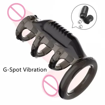 Вибрирующее кольцо для пениса, кольца на рукавах, вибратор, фаллоимитатор, стимулятор точки G, игры для взрослых, задержка эякуляции, секс-игрушки для пар