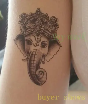 Водонепроницаемая временная татуировка-наклейка с изображением бога Индии, слона, божества Ганеши, тату-наклейки, флэш-тату, поддельные татуировки для девушек, женщин, мужчин