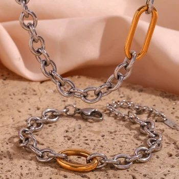 Водонепроницаемый серебристый цвет, минималистичная цепочка-чокер, ожерелья, браслеты для женщин, мужчин, массивная стильная цепочка в стиле хип-хоп для девочки