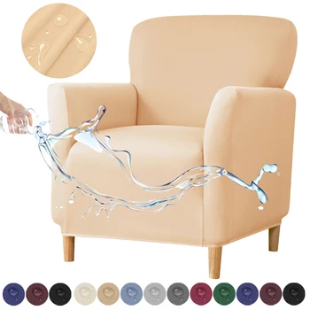 Водонепроницаемый чехол для односпального дивана, эластичный однотонный чехол для кресла для гостиной, ванной, клубного дивана, чехол для домашнего декора, протектор