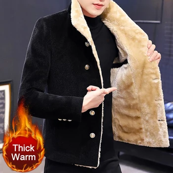 Высококачественная Утепленная Короткая куртка Hombre, Мужское Пальто С Высоким воротом, Мужская Зимняя Приталенная куртка, Мужское Теплое Пальто, Тренд, Черный