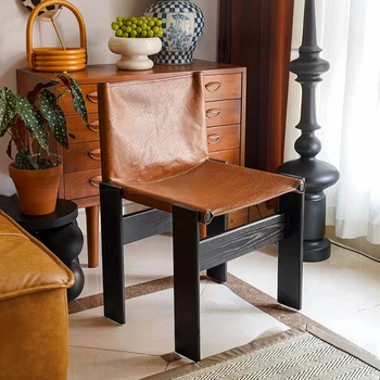 Дизайнерские Деревянные Обеденные стулья для кухни середины века, Офисные кресла для отдыха, Кожаная обивка Sedie Da Pranzo Мебель для дома A2