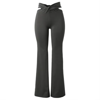 Женские весенне-осенние повседневные брюки, минималистичные однотонные цвета, все подобранные Нежные блузки, Черные сексуальные расклешенные брюки с высокой талией