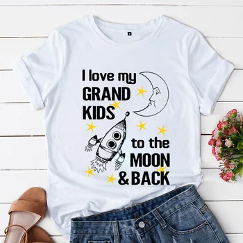 Женские топы I Love My Grand Kids To The Moon и Обратно, Женские футболки, Летняя Повседневная футболка С коротким рукавом, Корейская модная футболка
