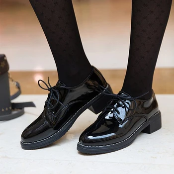 Женские туфли-оксфорды на плоской подошве в британском стиле, женские повседневные туфли на плоской подошве из искусственной кожи со шнуровкой, женские криперы, Zapatos Mujer, женские туфли