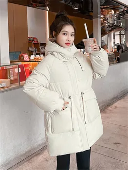 Зимнее пальто для женщин 2023, Новая мода для маленьких девочек, хлопковое пальто из Корейского пуха высокого качества