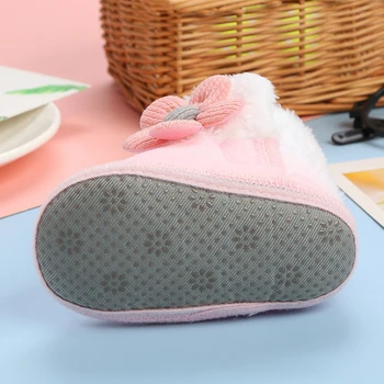 Зимние ботинки для новорожденных, украшенные 3D цветами, теплая обувь для первых ходунков для новорожденных