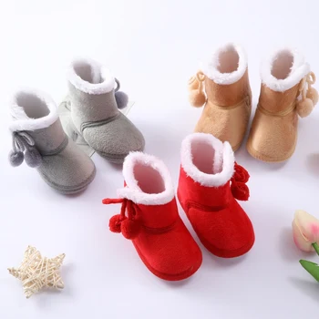 Зимние осенние детские ботинки Для новорожденных мальчиков и девочек, плюшевая теплая хлопчатобумажная обувь, первые ходунки Для малышей, нескользящие зимние ботинки на мягкой подошве