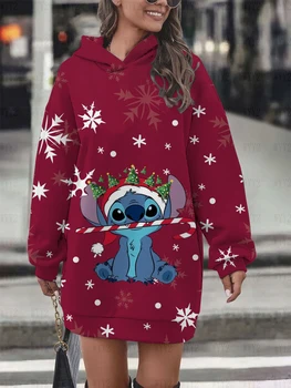 Зимняя женская одежда, пуловер с рождественским принтом Disney, толстовка, женское вечернее платье, толстовка в уличном стиле