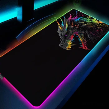 Игровой коврик для мыши Dragon RGB Настольный коврик для клавиатуры со светодиодной подсветкой Коврик для мыши Gamer Коврик для мыши XXL Коврик для мыши со светящимся дизайном коврика для мыши Коврики для мыши