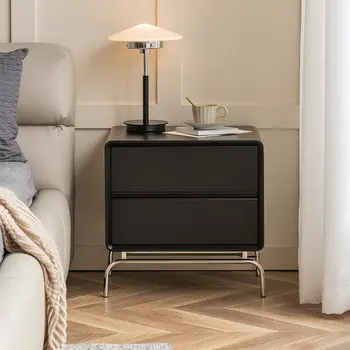 Известная в Интернете прикроватная тумбочка из нержавеющей стали Nordic solid wood, простая современная спальня, антикварный черный шкаф для хранения, прикроватная тумбочка c