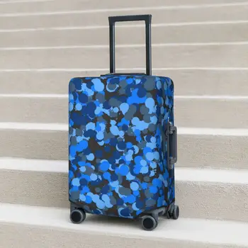 Камуфляжный чехол для чемодана Cool Spash с синими точками, Геометрическая защита для круизной поездки, Практичный чемодан для отпуска