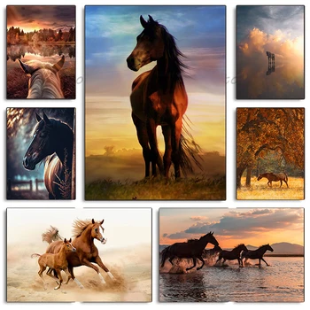 Картина на холсте, настенное изображение лошади, плакат с изображением лошади, красота диких животных, декор комнаты, украшение для дома, животный принт Cuadros