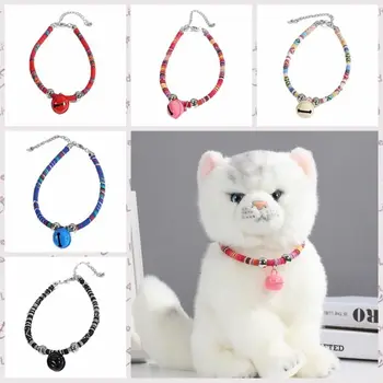 Красочный Этнический Ошейник для кошек, Модная ткань, Регулируемый Ремешок Для шеи собаки С Колокольчиком, Ожерелье для кошек, Котенок