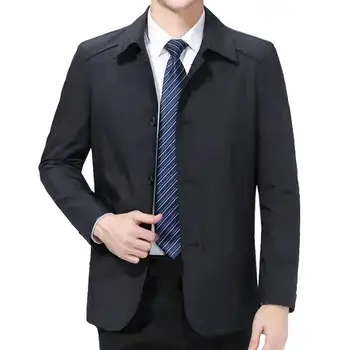 Куртка Пальто Стильное мужское однобортное деловое классическое однотонное пальто на весну-осень Мужская куртка