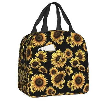 Летняя утепленная сумка для ланча Sunflower для женщин, герметичный термоохладитель с красивым цветком, касса для бенто, Работа в школе