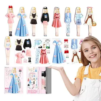Магнитные куклы-наряжалки, креативные бумажные куклы-наряжалки на магните, пазлы, созданные Imagine Set, подарок на день рождения для маленьких девочек Для