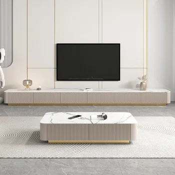 Мебель для гостиной, Тумба для телевизора, Комбинированный Журнальный столик, Итальянская Светлая Роскошная Каменная Плита, Современный Минимализм, Высокого класса