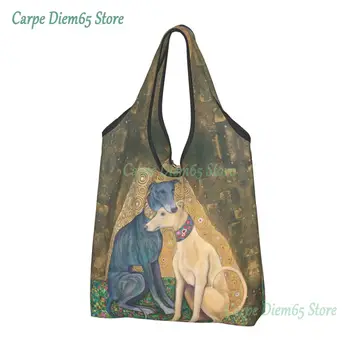 Многоразовая Сумка Для Покупок Gustav Klimt Greyhound Dog Art Женская Сумка-Тоут Портативный Уиппет Sihhound Dog Бакалейные Сумки Для Покупок