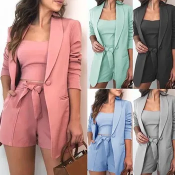 Модные комплекты из 2 предметов, женский блейзер, сексуальный офисный костюм с длинным рукавом с вырезом лодочкой, пальто + юбка, Розовый блейзер, женская одежда