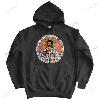 мужская осенняя винтажная толстовка, черная уличная одежда, куртка с капюшоном, греческая православная иконография Иисуса, новое пальто бренда homme с капюшоном на молнии